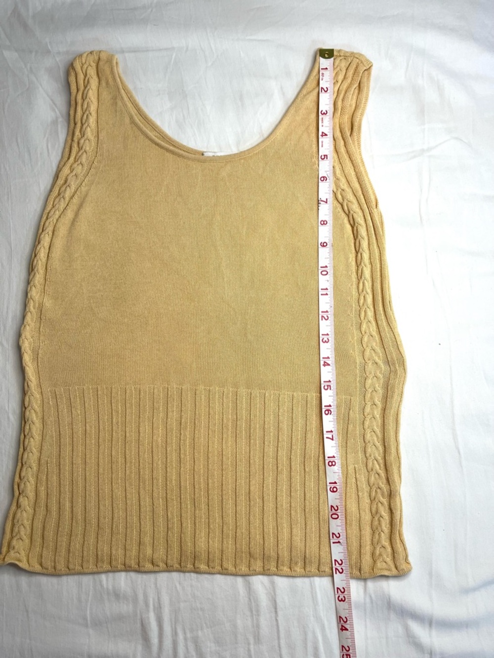 Escada Butter Yellow Cable-Trim Knit Sleeveless Tank Top Womens 40 Medium (8-10) - Picture 10 of 10